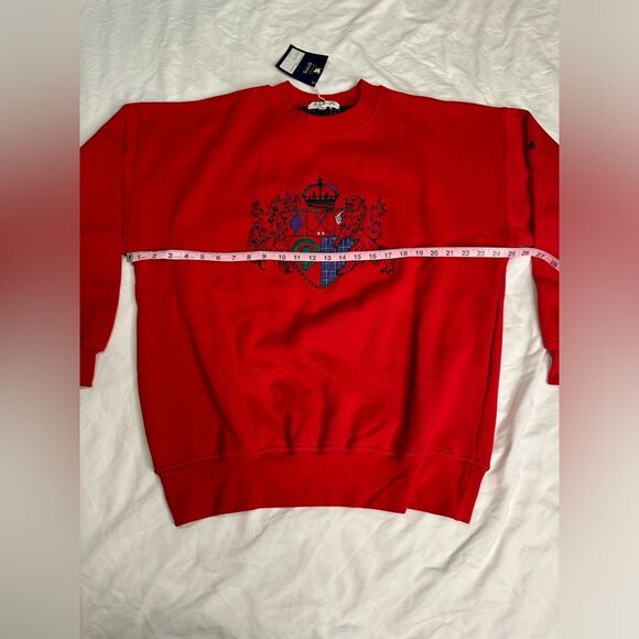Vintage 80s 90s Pringle Sports Red Crest Sweatshirt Hong Kong Unisex NWT Sz L - Picture 7 of 10